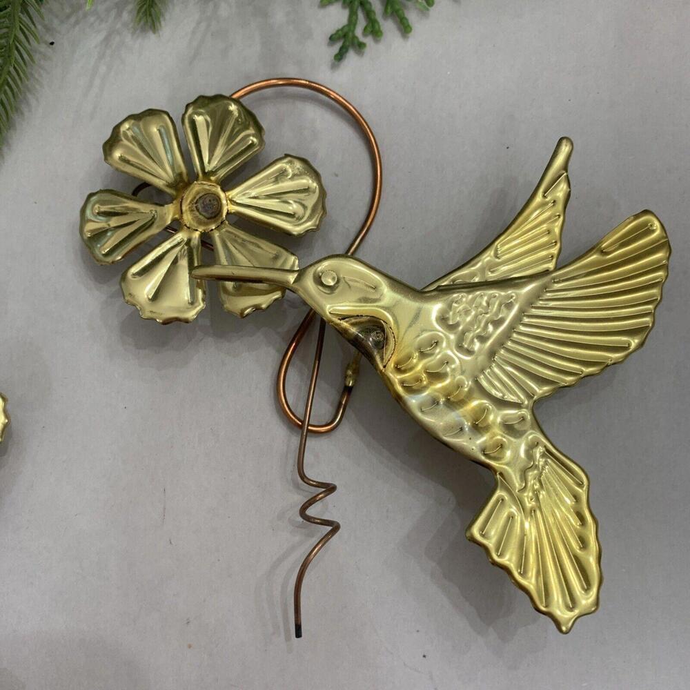 Vtg Home Interiors Flower Hummingbirds Brass Wall Hanging Homco Home Dec… - Picture 4 of 8